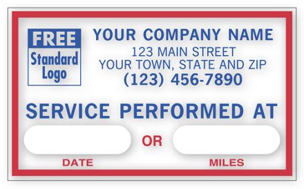 Service Performed At, Removable Adhesive Windshield Labels