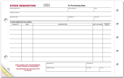 Stock Requisition Forms 1700