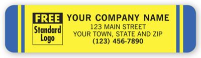 Advertising Labels, Yellow with Blue Stripes 1706