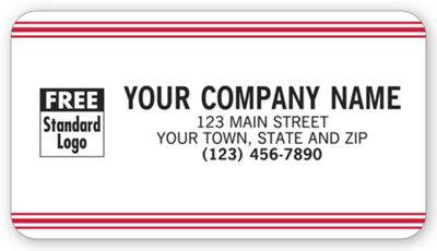 Advertising Labels, White with Red Stripe 1708