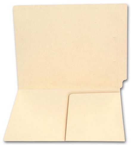 End Tab Half Pocket Manila Folder, 11 pt, No Fastener