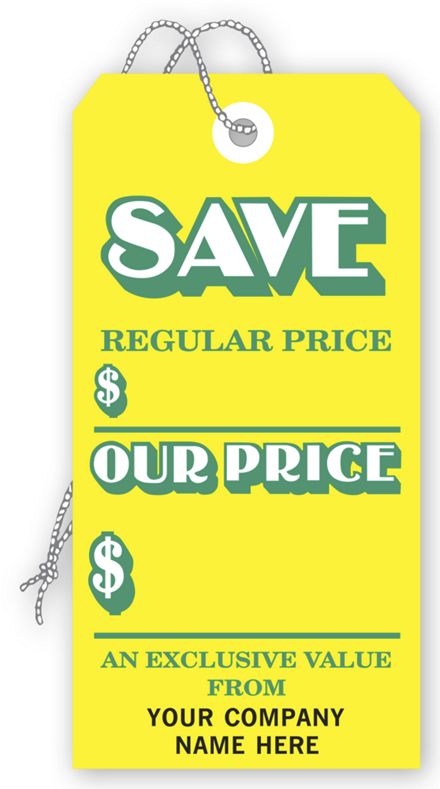 Save Tags, Stock,Yellow, Large