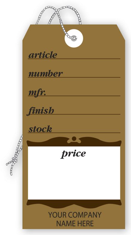 Furniture Price Tags, Brown Colonial Design, Large