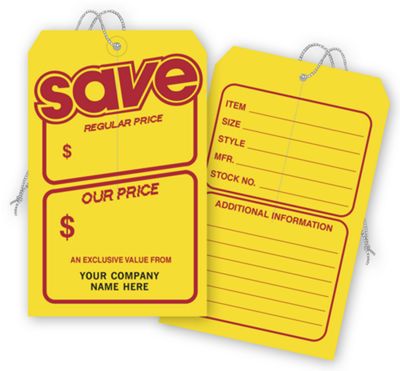Save Price Tag, Yellow w/ Red Borders, Jumbo 5 x 8 181
