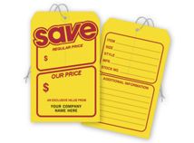 Save Price Tag, Yellow w/ Red Borders, Jumbo 5 x 8