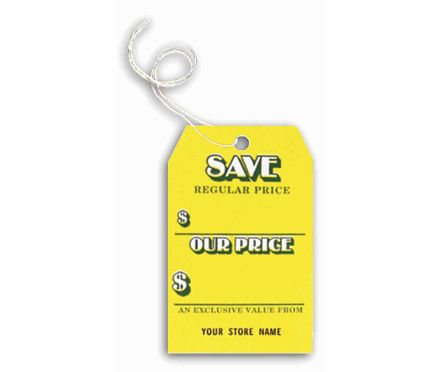 Save Tags, Stock, Yellow, Small