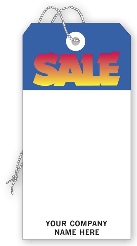 Sale Tag, Stock, Blue & White, Large