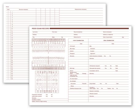 Pediatric Dental Exam Record, Two - Sided