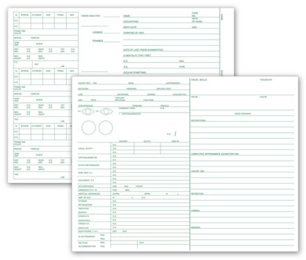 Optometry Vision Exam Analysis Records, 2 Side