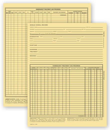 Vet Animal Exam Records, With Account Record, Card File Fold