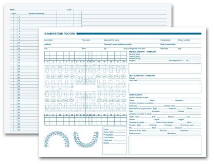Dental Exam Record, Anatomic Diagrams, Horizontal Format