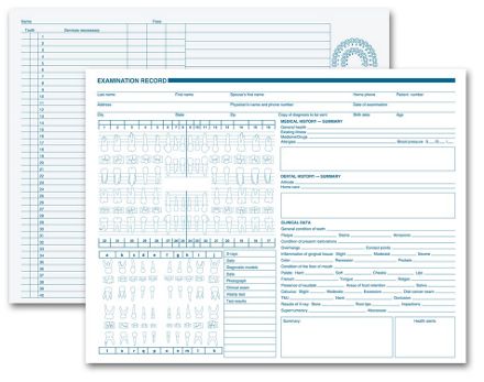 Dental Exam Record, Anatomic Diagrams, Horizontal Format