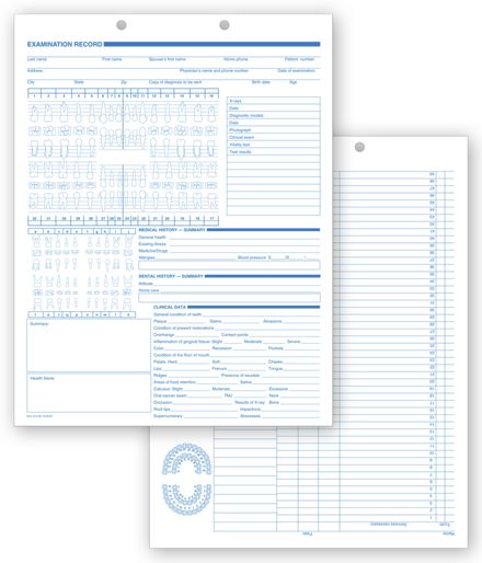 Dental Exam Records, Anatomic Diagram, Primary - Permanent