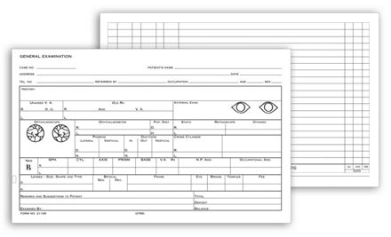 Optometry Record Card, Two-Sided, 5 x 8