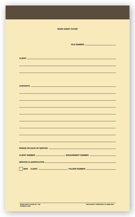 Binders, Work Sheet