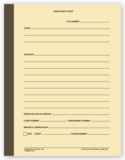 Binders, Work Sheet
