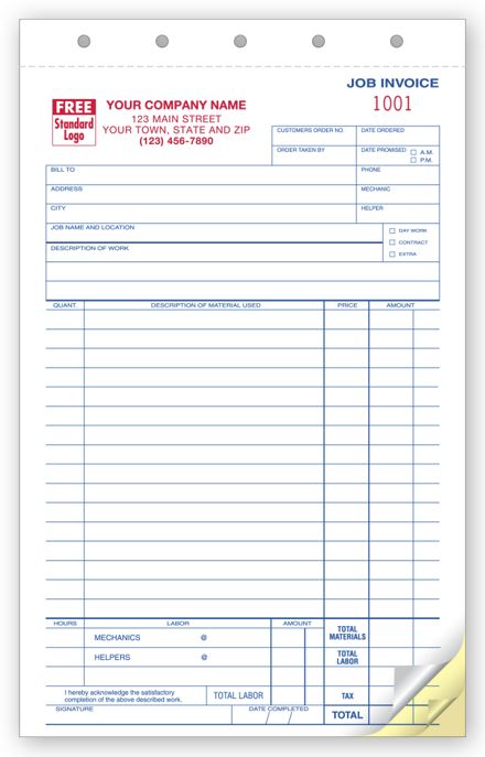 Work Orders, Carbonless, Small Format