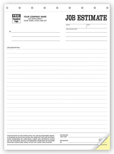 Job Estimate Forms, Sets