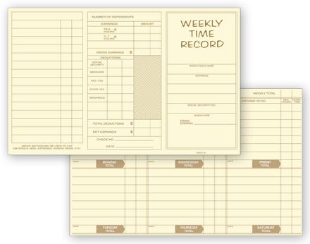 Pocket Size Weekly Time Cards
