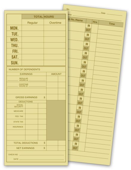 3 1/2 X 8 1/2 Daily Job Time Card