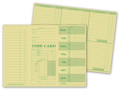 Weekly Time Card, Tag Stock 225