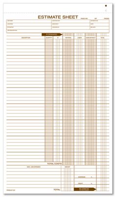 Estimate Sheets 237