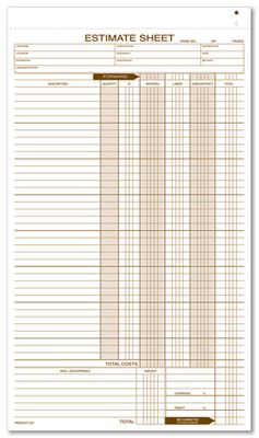 Estimate Sheets 237