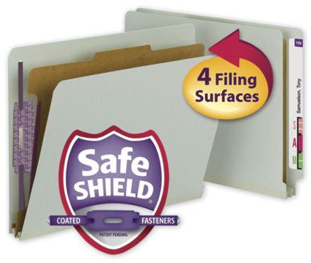 Smead End Tab Folder with SafeSHIELD Fasteners, 25 PT