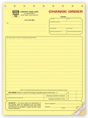 Change Order Form - Contractors - Yellow Carbonless 271