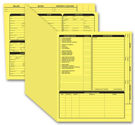 Real Estate Folder, Right Panel List, Letter Size, Yellow