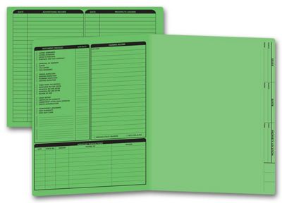 Real Estate Folder, Left Panel List, Letter Size, Green 285G