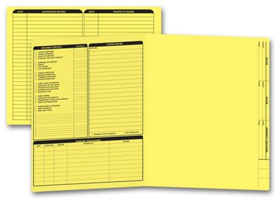 Real Estate Folder, Left Panel List, Letter Size, Yellow 285Y