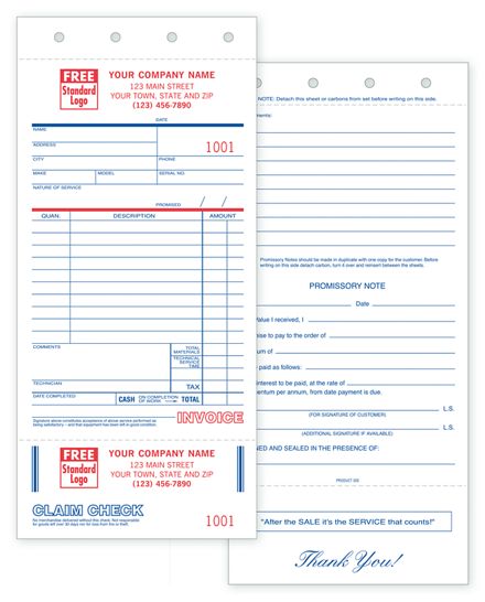 Service Orders - with Claim Check and Carbonless
