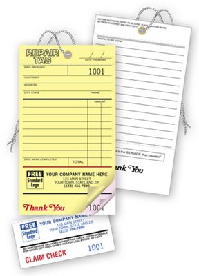 Repair Tags, Invoice w/ Detachable Claim Check 306