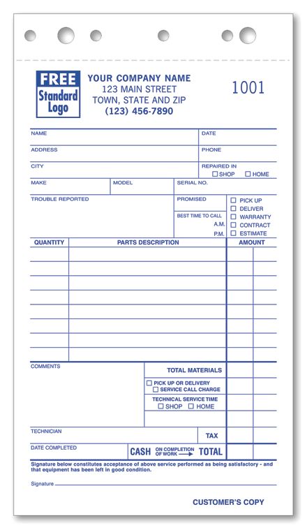 Service Orders - Compact Carbonless