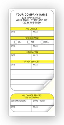 Automotive Service Record Labels, Padded 315