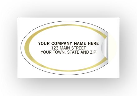 Oval Labels - Advertising Labels - Gold Foil Border