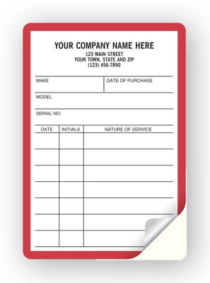 Equipment Service Record Labels, Red/Blue Border 325
