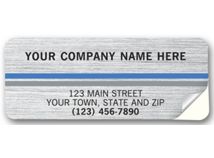 Advertising Labels, Padded, Brushed Chrome Poly Film,