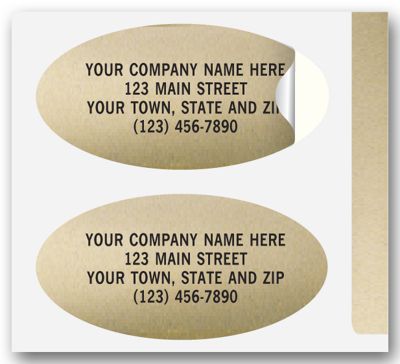 Advertising Labels, Padded, Paper, Gold Foil, Oval 337