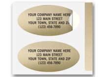 Advertising Labels, Padded, Paper, Gold Foil, Oval