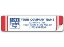 Advertising Labels, Padded, White with Red Stripes