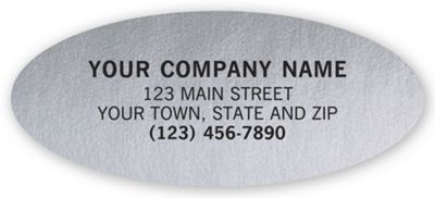 Advertising Labels, Padded, Poly Film, Silver, Oval 349