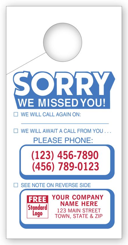Doorknob Hanger - Sorry We Missed You