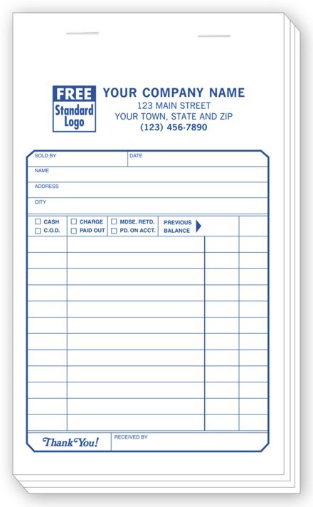 Sales Slips - Classic - Padded with Carbons