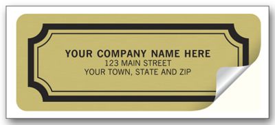 Advertising Labels - 2 1/2 x 1 - Embossed Gold Foil Paper 354