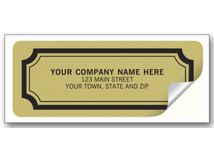 Advertising Labels - 2 1/2 x 1 - Embossed Gold Foil Paper