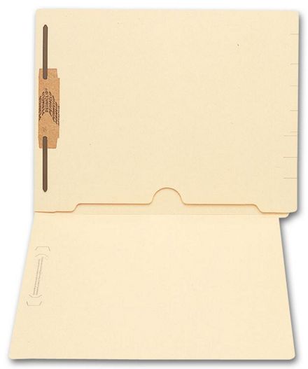 End Tab Full Pocket Manila Folder, 11 pt, One Fastener