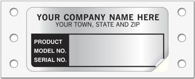 Model/Serial Number Labels, Continuous, Aluminum Foil 376