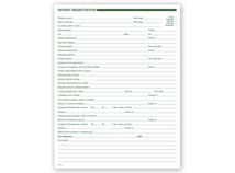 Dental Patient Registration Forms, 1 Sided, No Hole Punch
